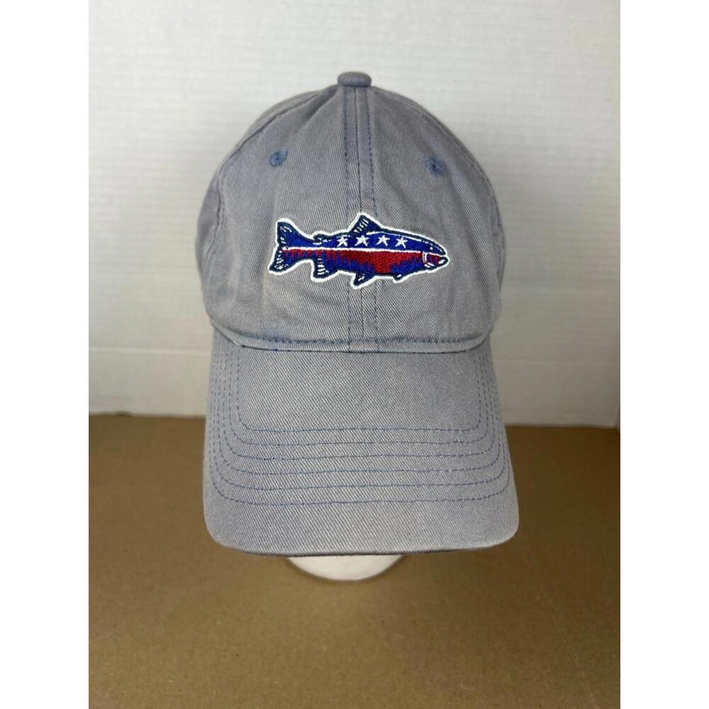 BURLEBO Blue Trout American Flag Fish Hat Dad Cap Adjustable